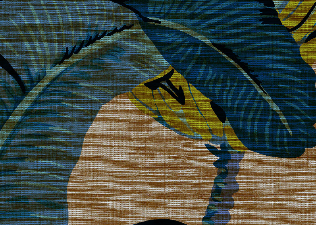 Carta da Parati Scalamandré JV Design Licence cod. 26014 FIBRA VEGETALE DI RAFIA SU FOGLIO METALLICO