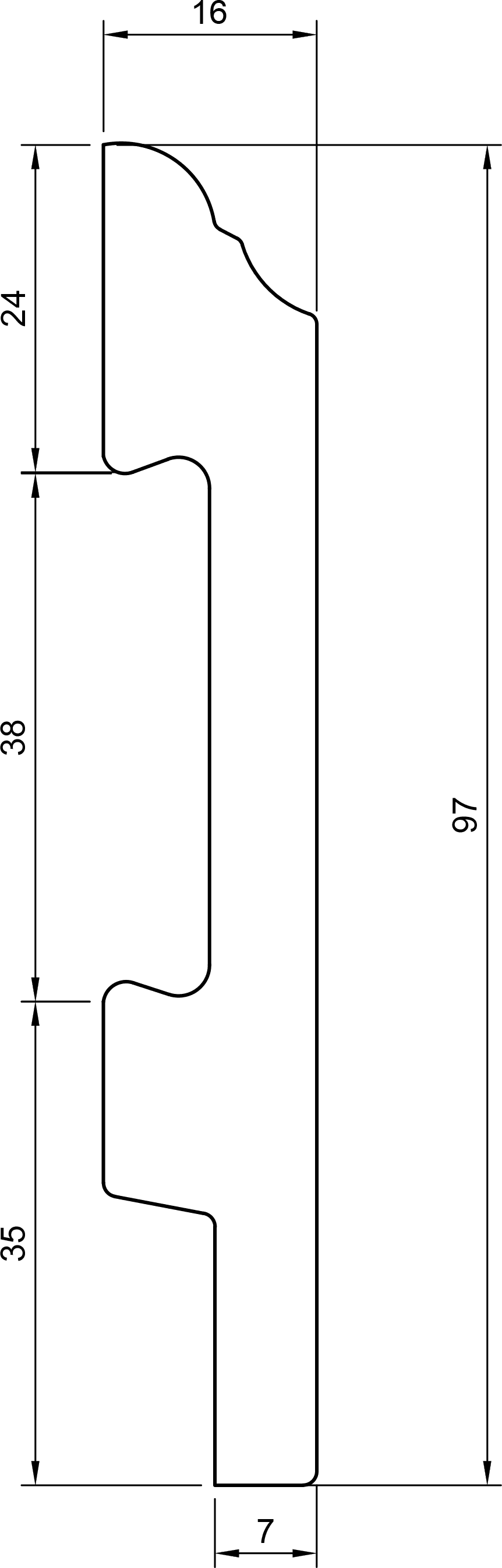 Battiscopa in polimero Ard Italia T62 misura 2000x15x95 mm