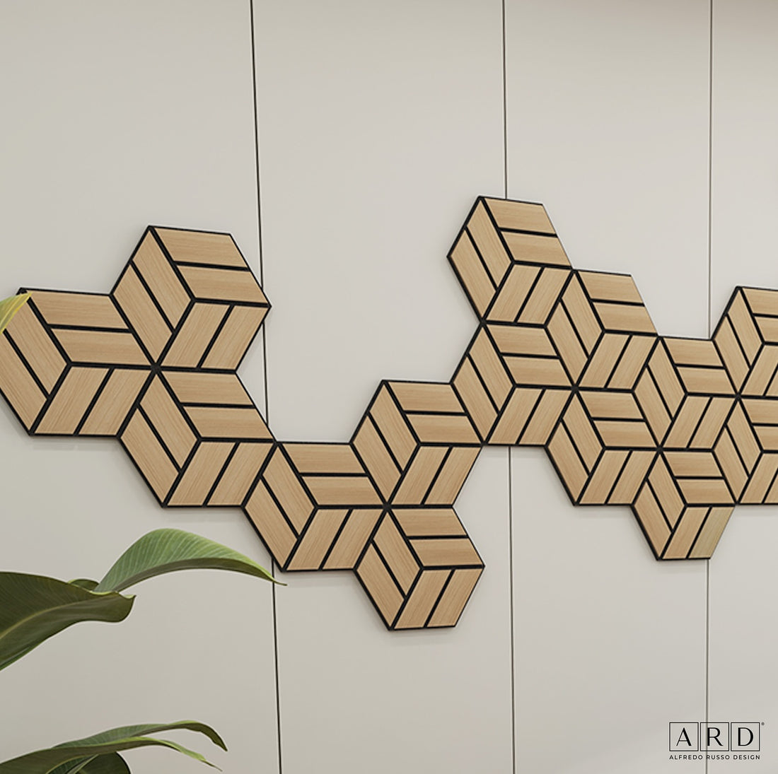 Pannello acustico Lymer Exagon Ard Italia 30 cm x 26 cm colore WHITE OAK