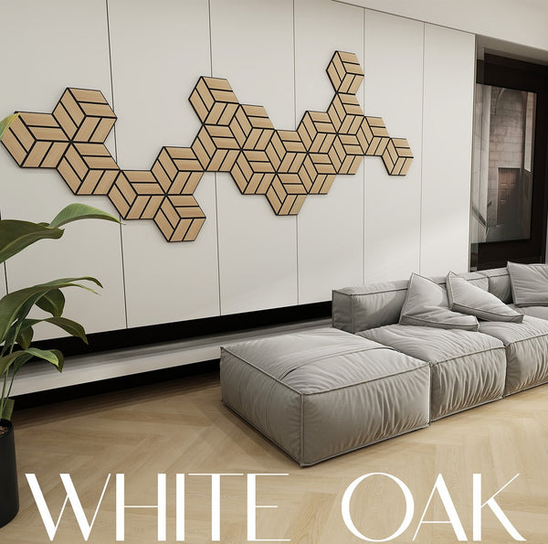 Pannello acustico Lymer Exagon Ard Italia 30 cm x 26 cm colore WHITE OAK