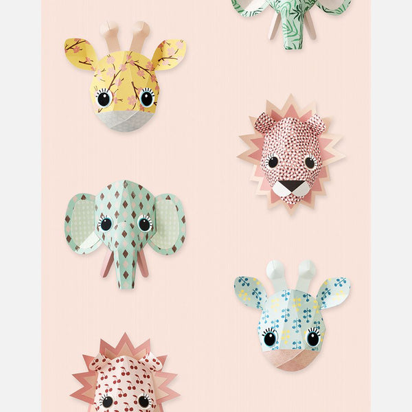 Carta da Parati Studio Ditte Wild Animals Wallpaper Pink