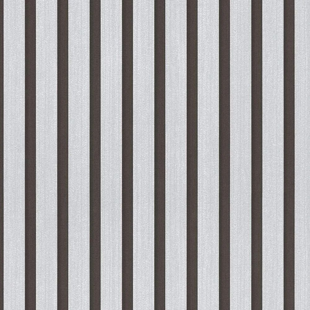 Carta da Parati Effetto Doghe Listelli colore NERO &amp; ARGENTO METALLICO cod. 78627-1