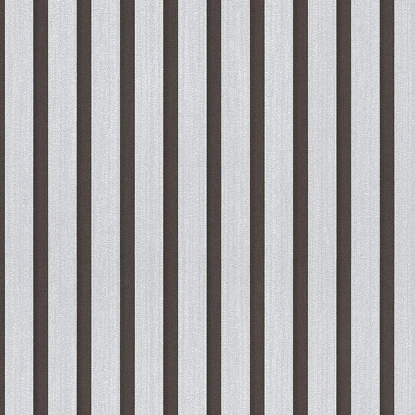 Carta da Parati Effetto Doghe Listelli colore NERO & ARGENTO METALLICO cod. 78627-1
