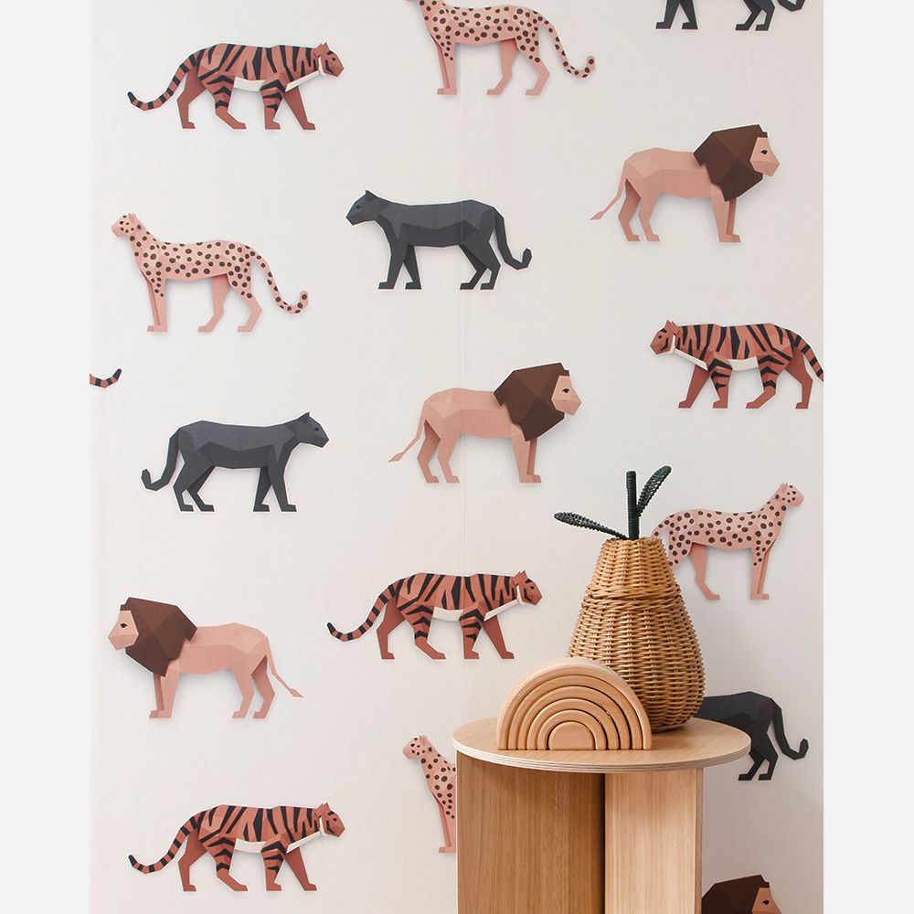 Carta da Parati Studio Ditte Big Cats Wallpaper Cream