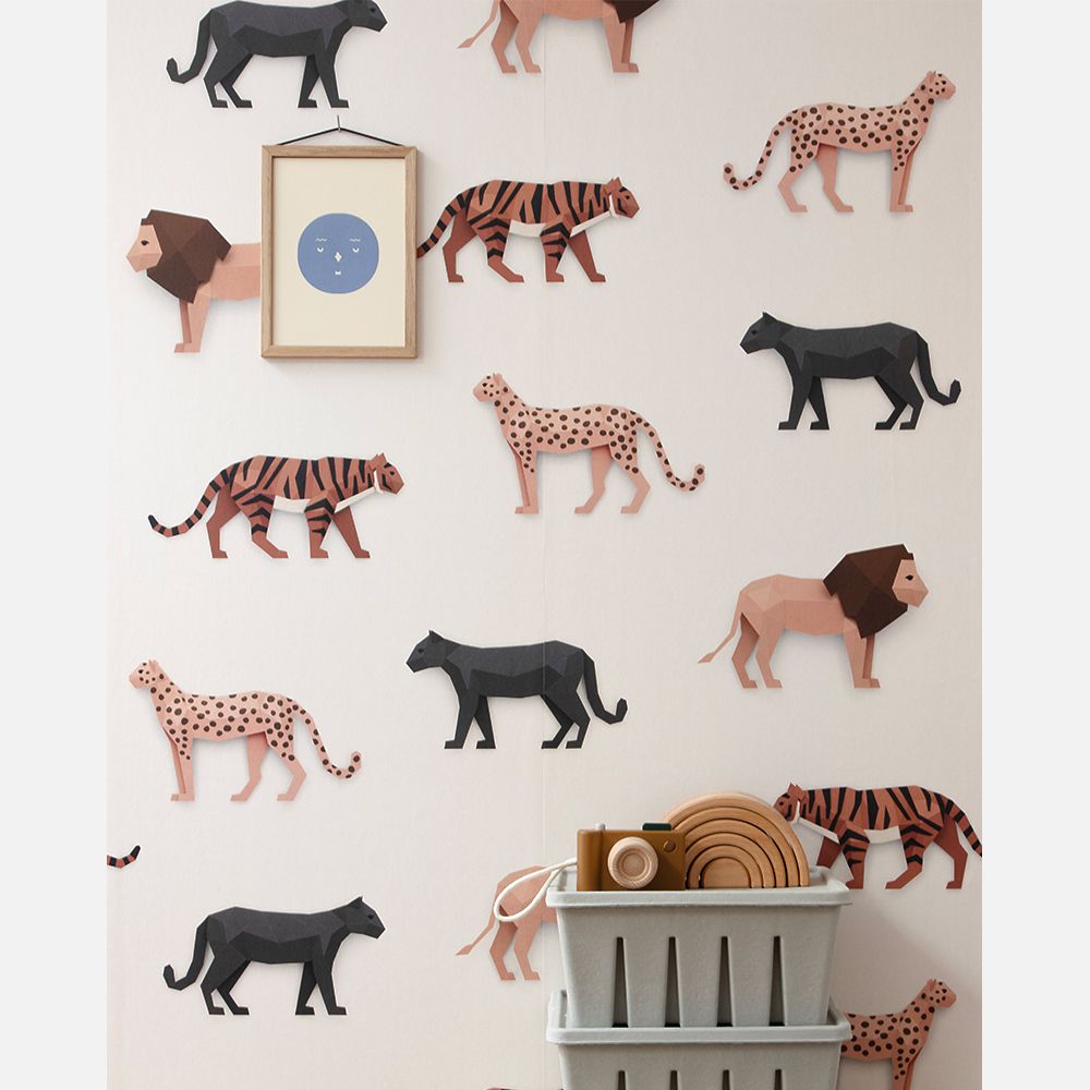 Carta da Parati Studio Ditte Big Cats Wallpaper Cream
