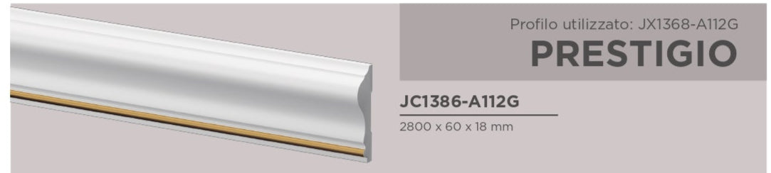 Cornice in polimero serie Gold Ard Italia JC1386-A112G misura 2800x60x18 mm