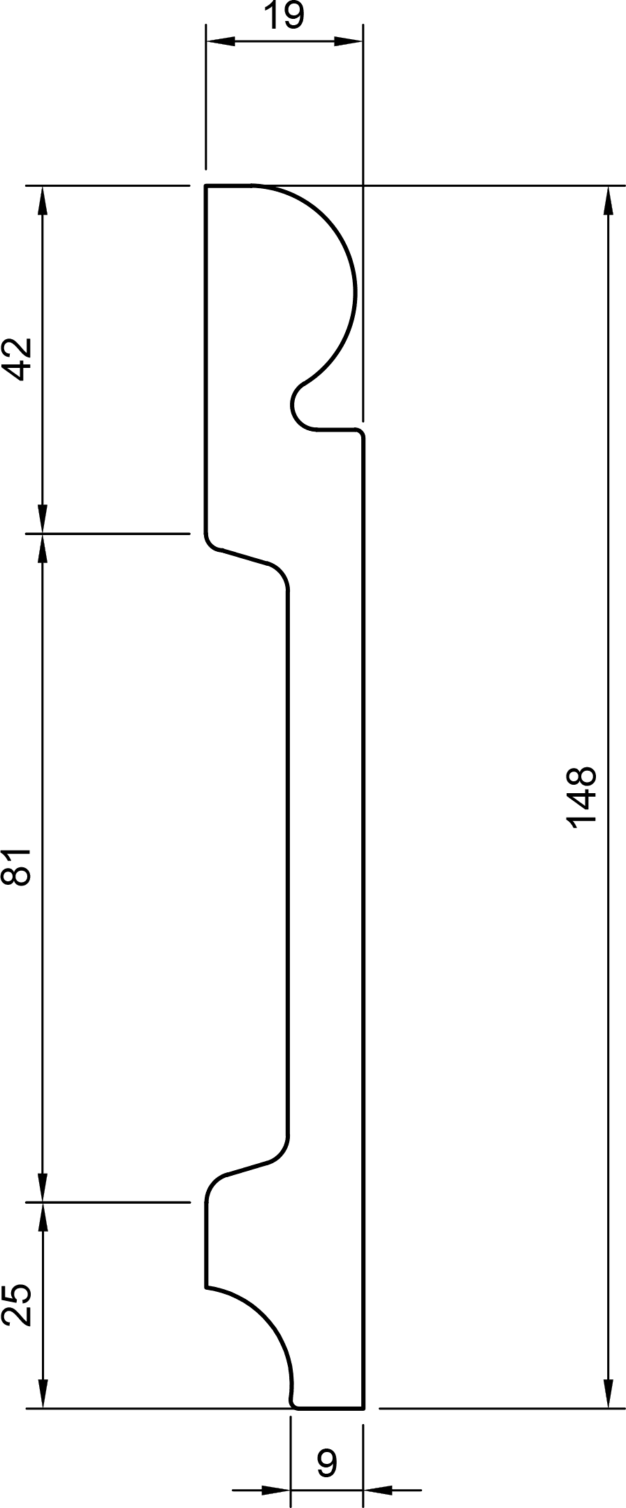 Battiscopa in polimero Ard Italia C409 misura 2000x18x145 mm