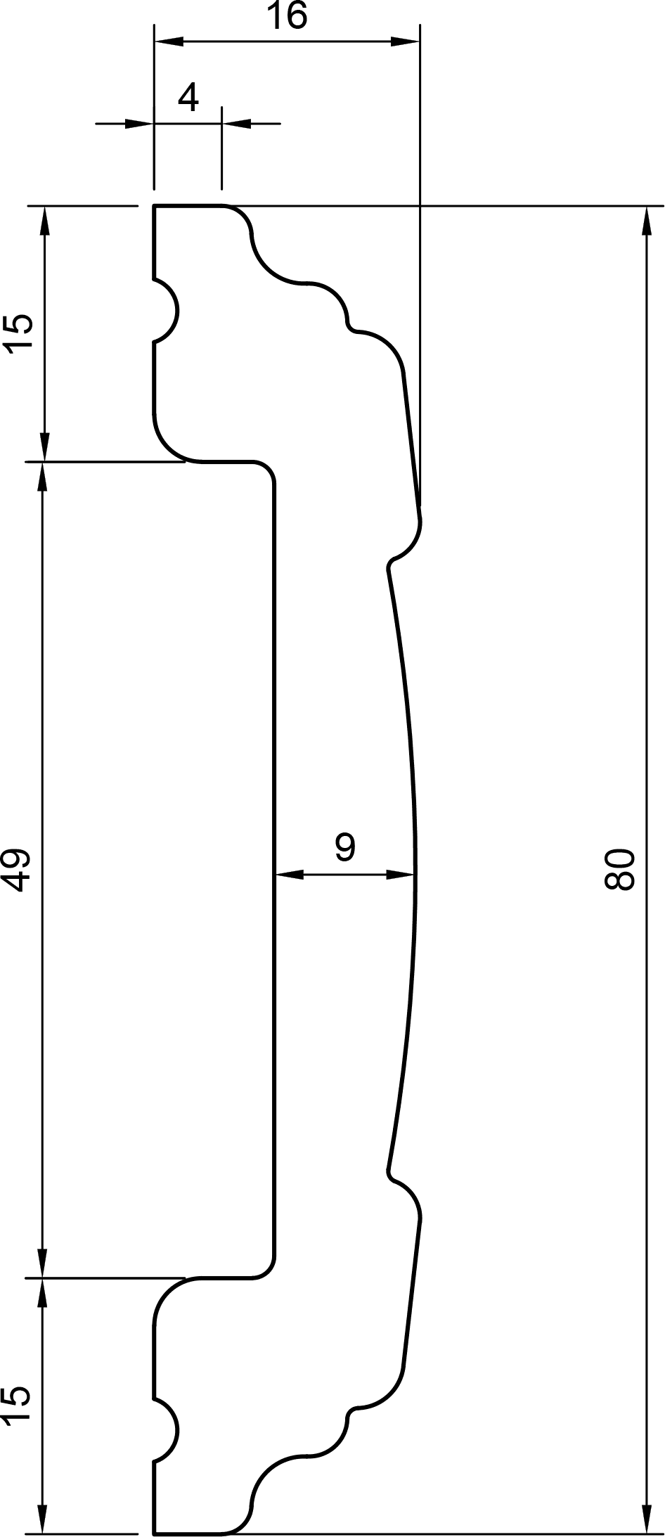 Cornice in polimero Ard Italia CW13 misura 2000x16x80 mm