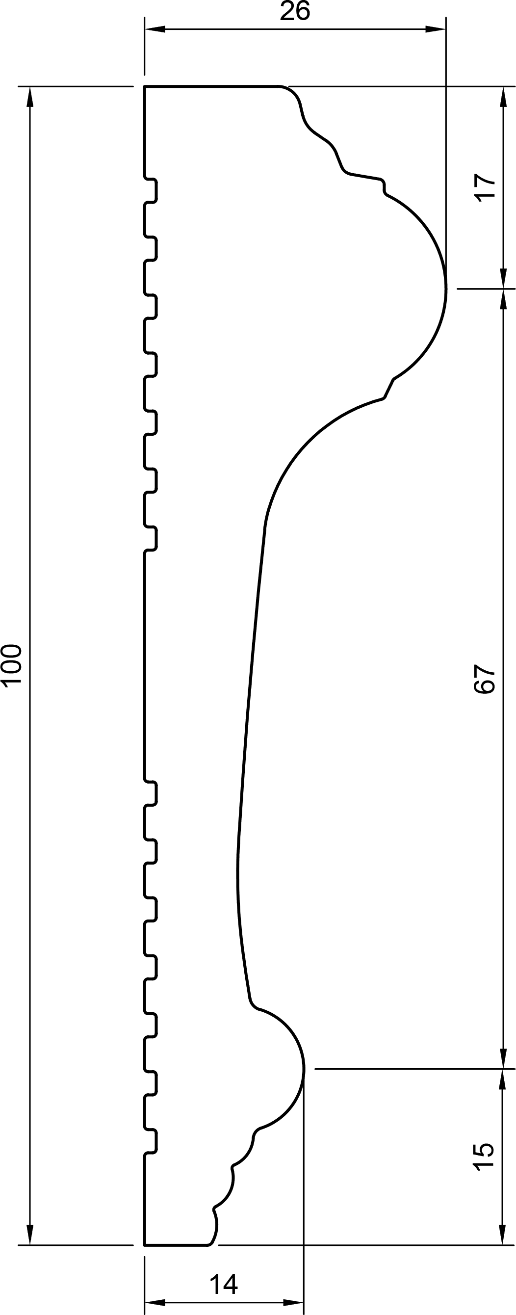 Cornice in polimero Ard Italia JC167 misura 2000x26x100 mm