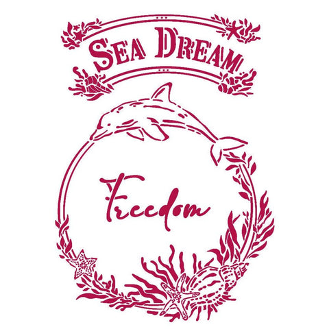 Stencil Sea Dream Freedom cm 21 x 29.7 by Stamperia. OUTLET