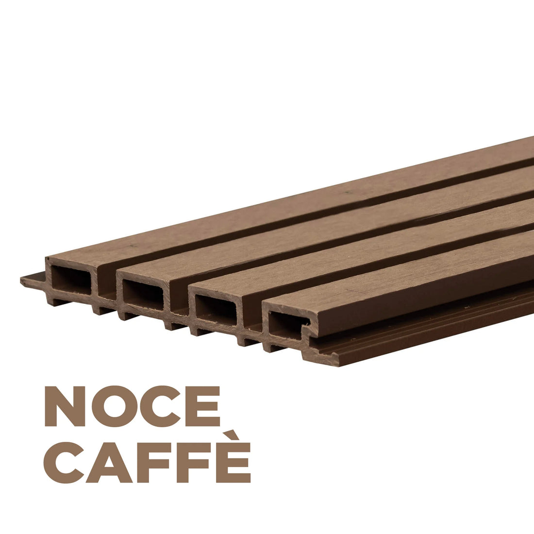Pannelli Listelli Doghe in WPC per Interni ed Esterni colore Noce Caffè