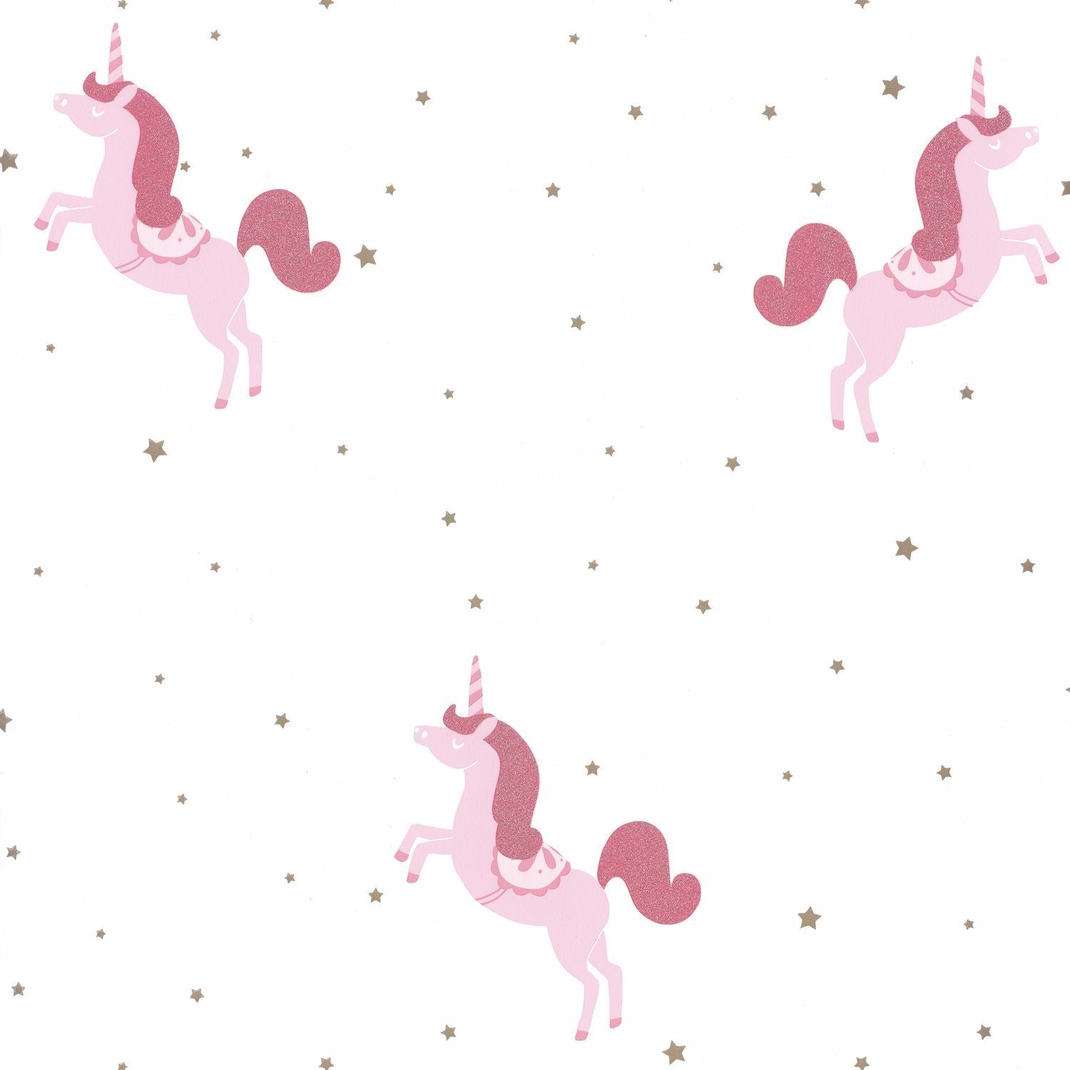 Carta da Parati Princess Unicorns Rose Girl Power Caselio Wallpaper