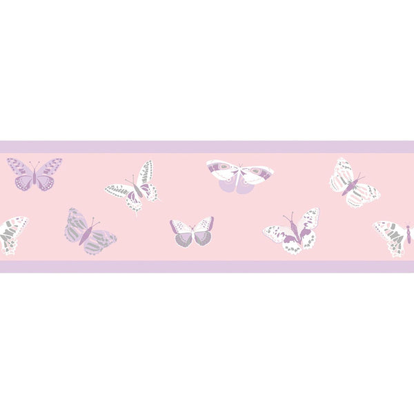 Bordo Unicorns Butterfly Lilla Girl Power Caselio Wallpaper
