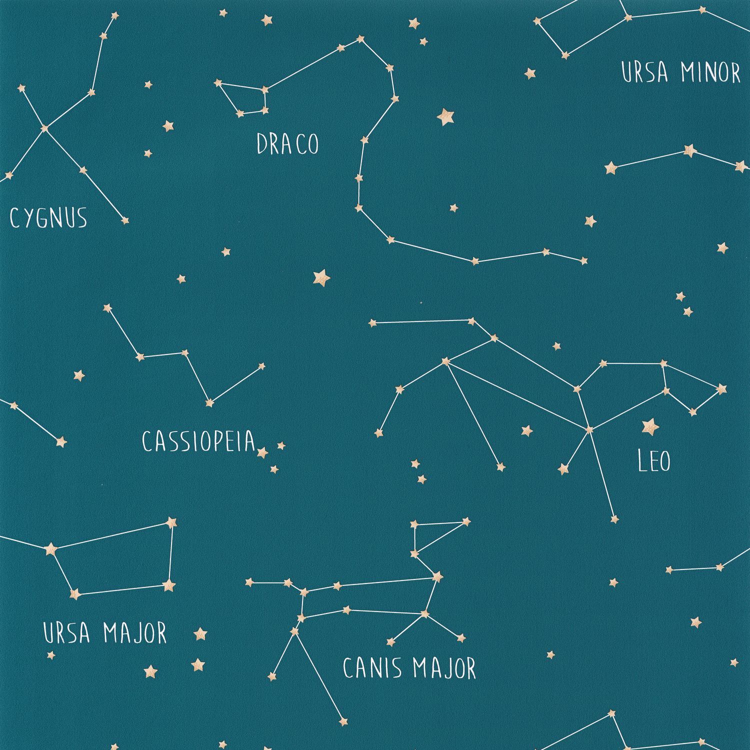 Carta da Parati Constellations Blu Petrolio  Our Planet Caselio Wallpaper