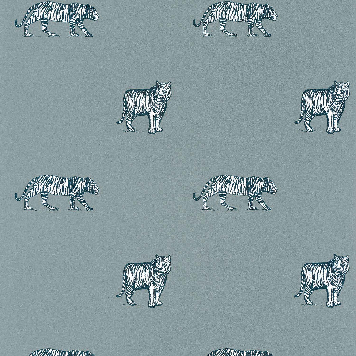 Carta da Parati Eye Of The Tiger Verde Acqua/Blu Notte Planet Caselio Wallpaper