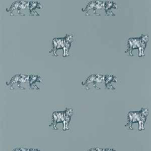 Carta da Parati Eye Of The Tiger Verde Acqua/Blu Notte Planet Caselio Wallpaper