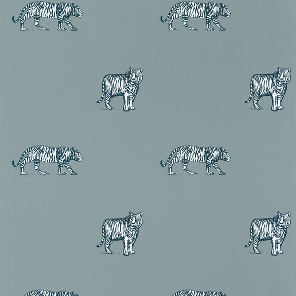 Carta da Parati Eye Of The Tiger Verde Acqua/Blu Notte Planet Caselio Wallpaper