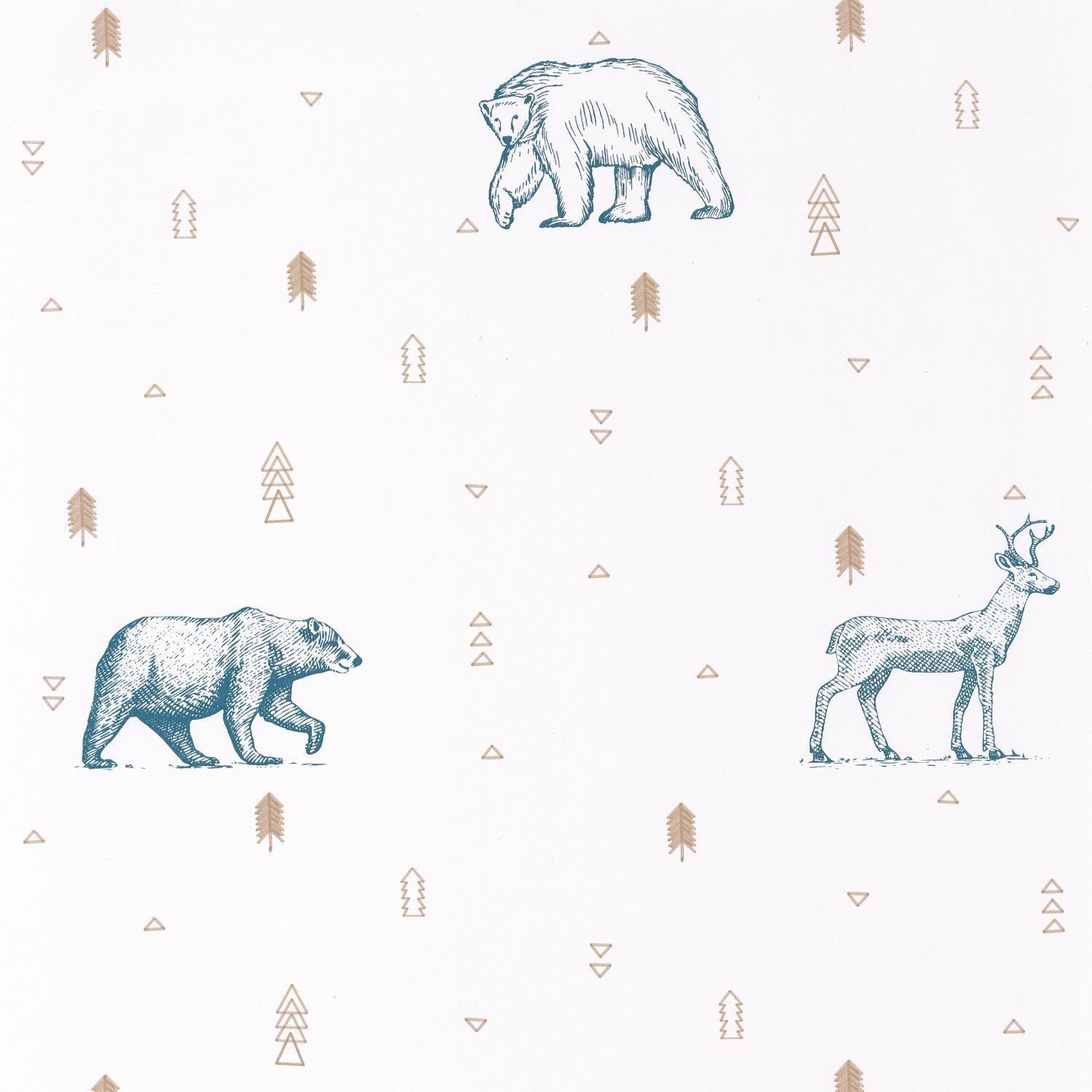 Carta da Parati Planet Grizzly Bears Blue/Beige Our Planet Caselio Wallpaper