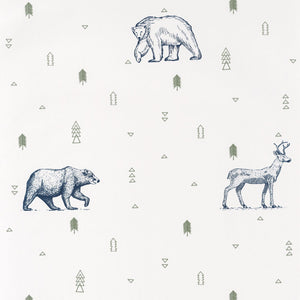 Carta da Parati Planet Grizzly Bears Verde Kaki/Blue Notte Our Planet Caselio Wallpaper