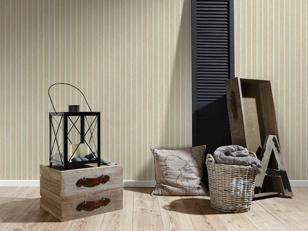 Carta da Parati Effetto Doghe Listelli colore Beige Bianco