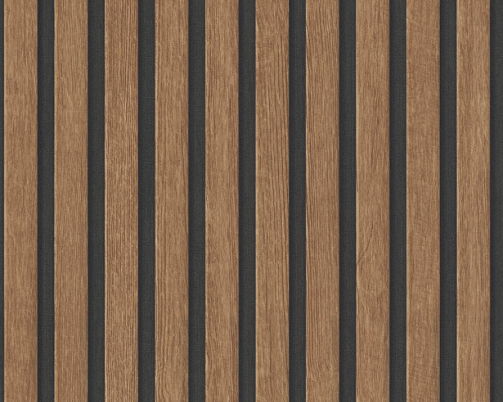 Carta da Parati Effetto Doghe Listelli colore Noce