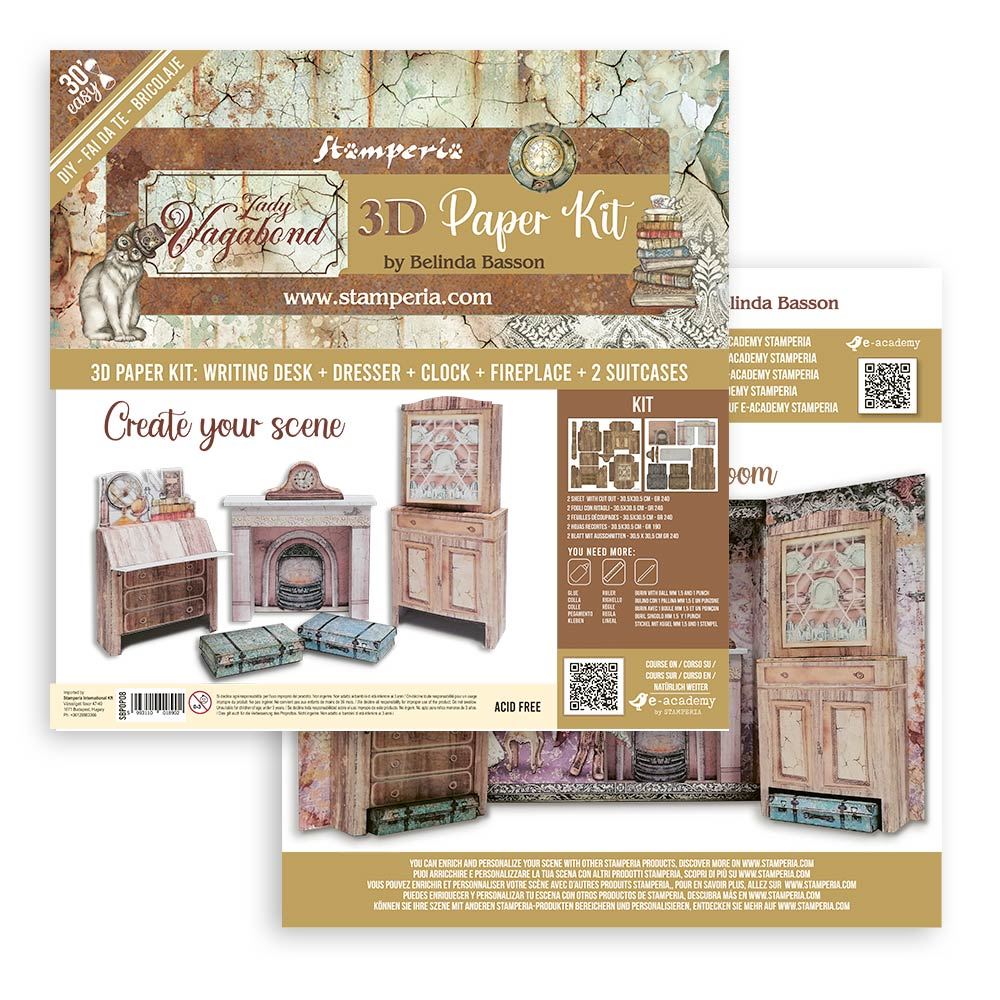 3D Paper Kit Lady Vagabond Lifestyle Stamperia OUTLET