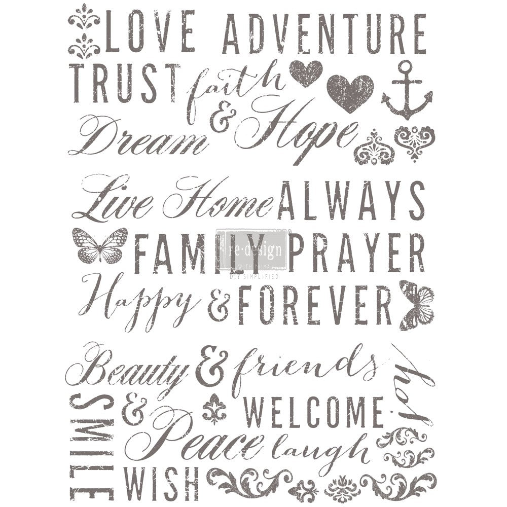 Decor Transfer Re-Design Words To Live mis. 56 X 76 CM
