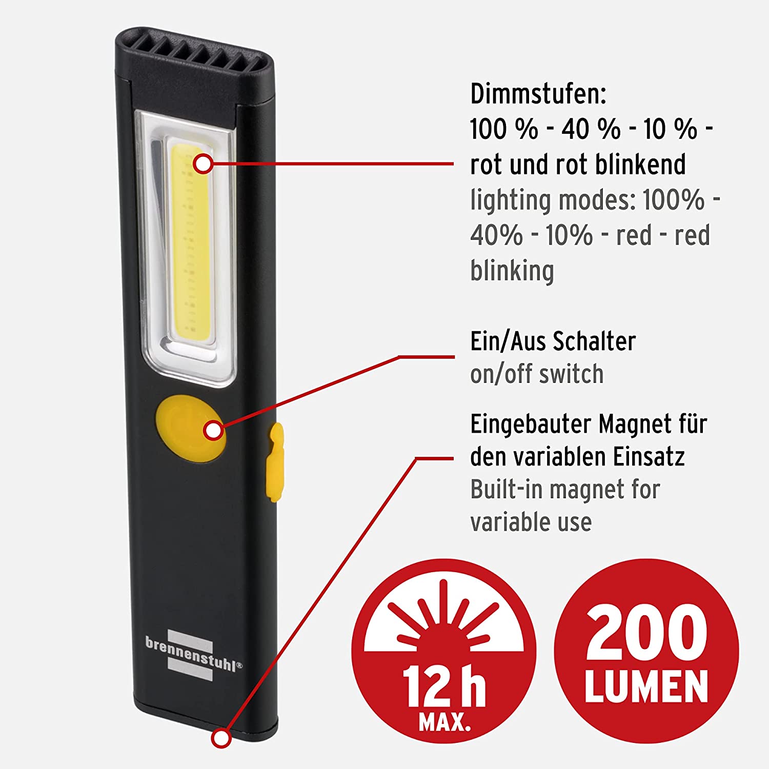 Lampada LED ricaricabile a mano PL 200 A 200lm