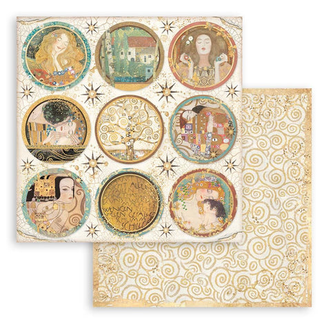 Foglio singolo Scrapbooking Double Face Klimt Tondi  30x30 cm  Stamperia OUTLET