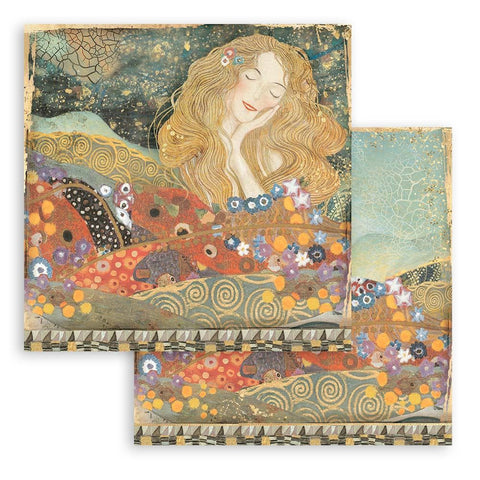 Foglio singolo Scrapbooking Double Face The Beethoven Frieze Klimt  30x30 cm  Stamperia OUTLET