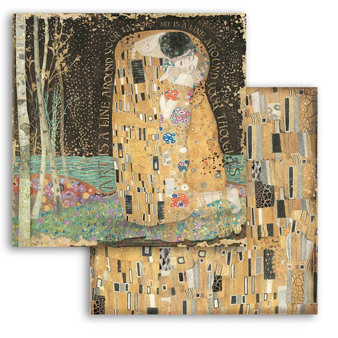 Foglio singolo Scrapbooking Double Face Klimt The Kiss  30x30 cm  Stamperia OUTLET
