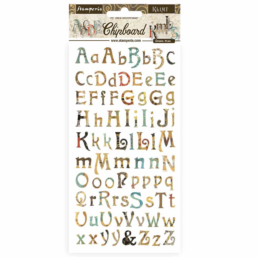 Chipboard Klimt Alfabeto 15 x 30 cm  Stamperia