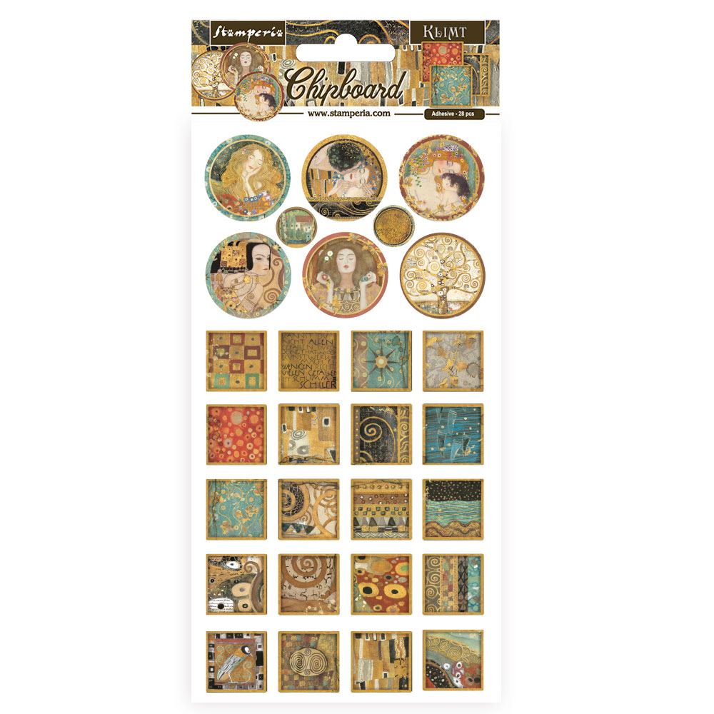Chipboard Adesivo Klimt Quadrati e Tondi 15 x 30 cm  Stamperia - OUTLET