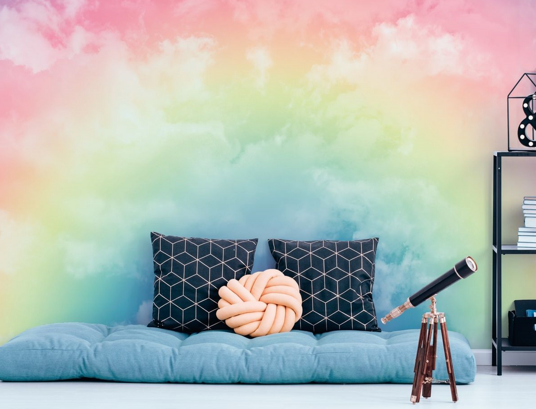 Pannello Murale Good Vibes Wallpaper Murale Nuvole Multicolor