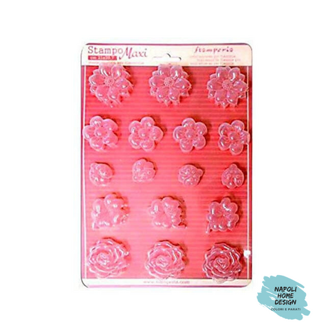 Stampo in PVC Morbido A4 - Fiori e Coccinella - cm. 21 x 29,7 - Stamperia