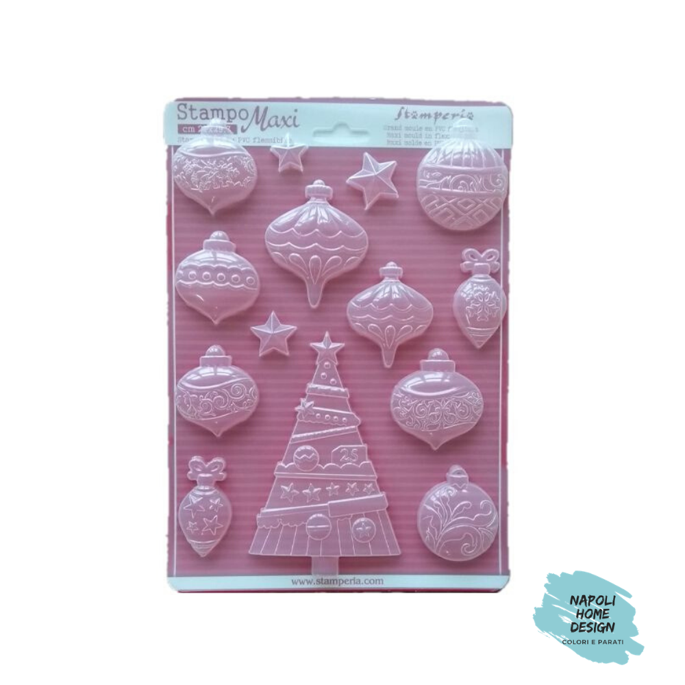 Stampo in PVC Morbido A4 - Trees and Balls - cm. 21 x 29,7 - Stamperia
