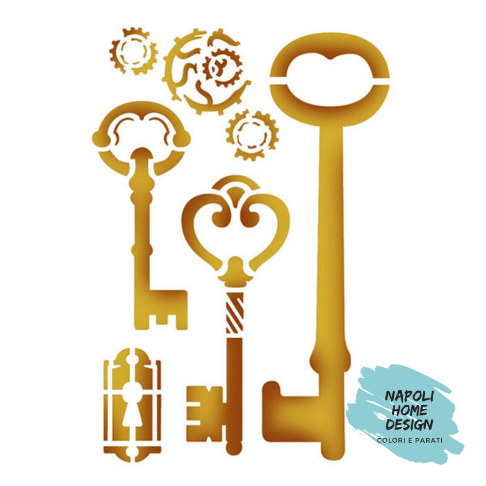 Stencil Chiave e Serratura cm 20x15 by Stamperia. OUTLET