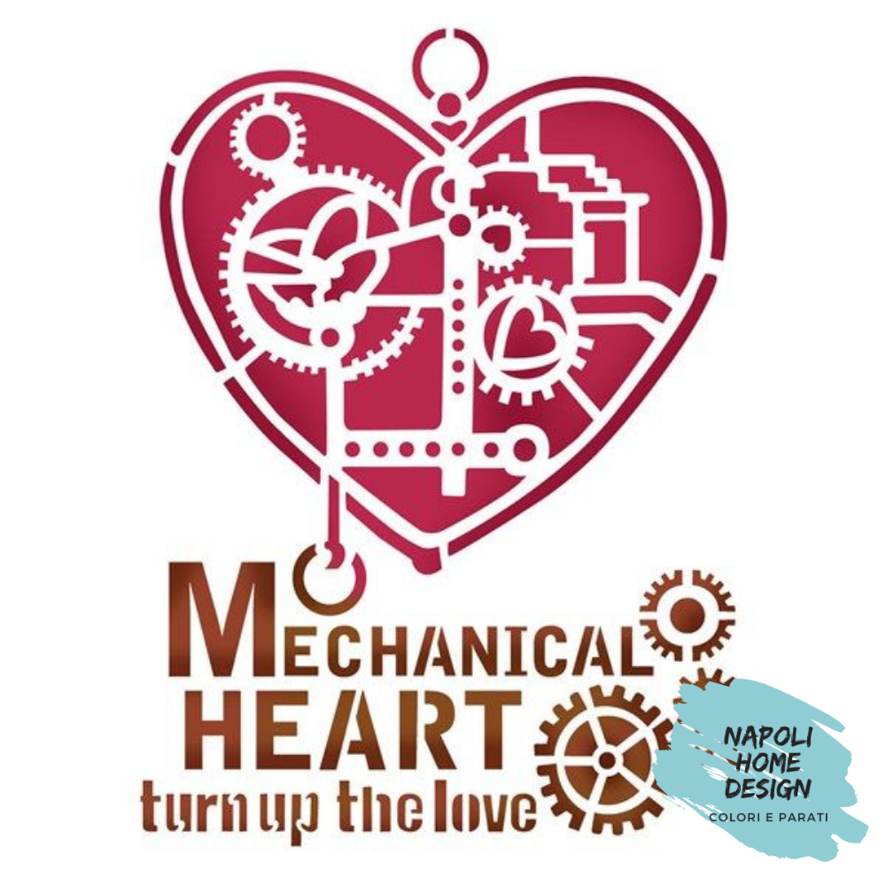 Stencil Mechanical Heart cm 20x15 by Stamperia. OUTLET