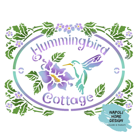 Stencil Hummingbird Cottage cm 20x15 by Stamperia. OUTLET