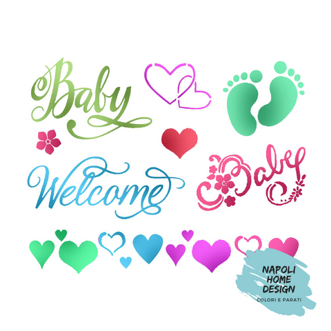 Stencil Baby Welcome cm 20x15 by Stamperia. OUTLET