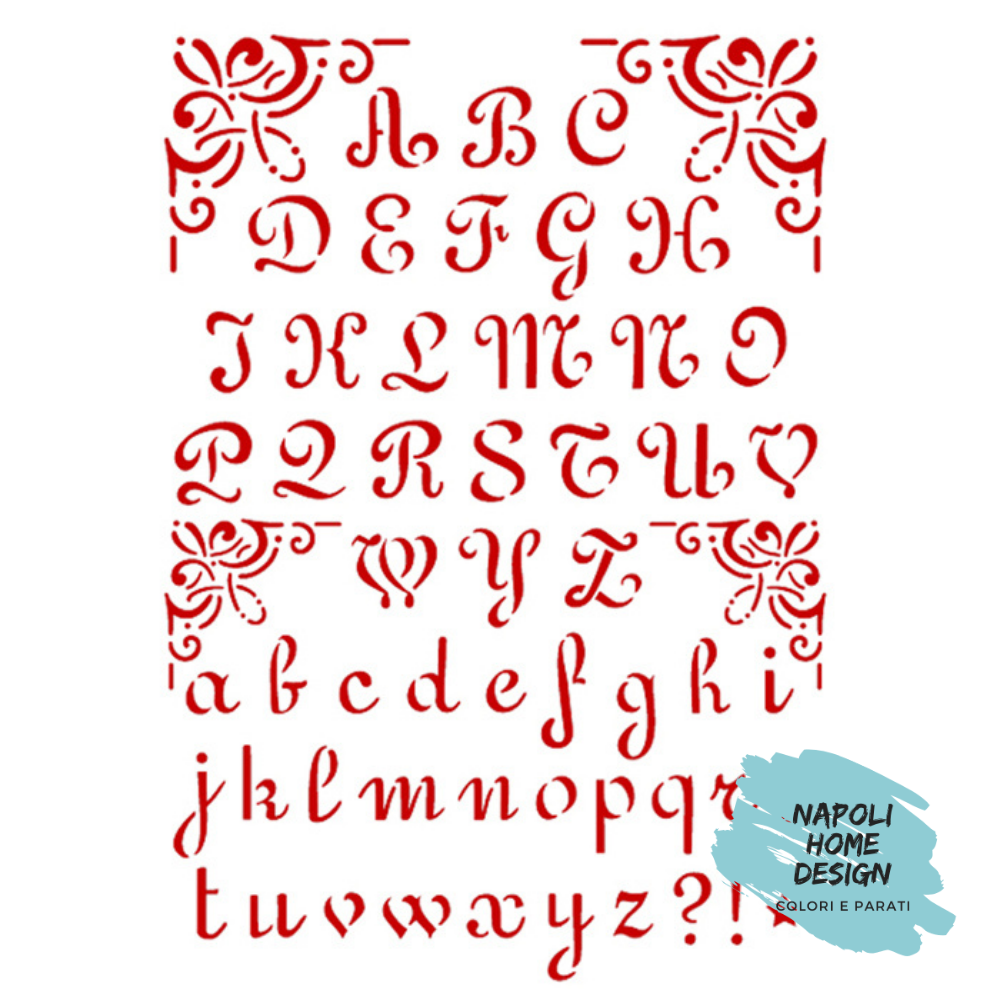 Stencil Alfabeto Calligrafo cm 21 x 29.7 by  Stamperia OUTLET