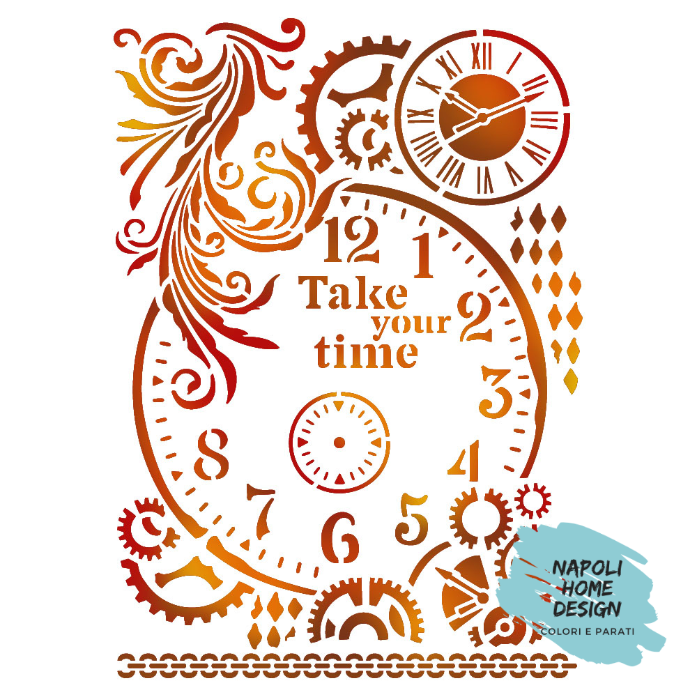 Stencil Take Your Time cm 21 x 29.7 by Stamperia. OUTLET
