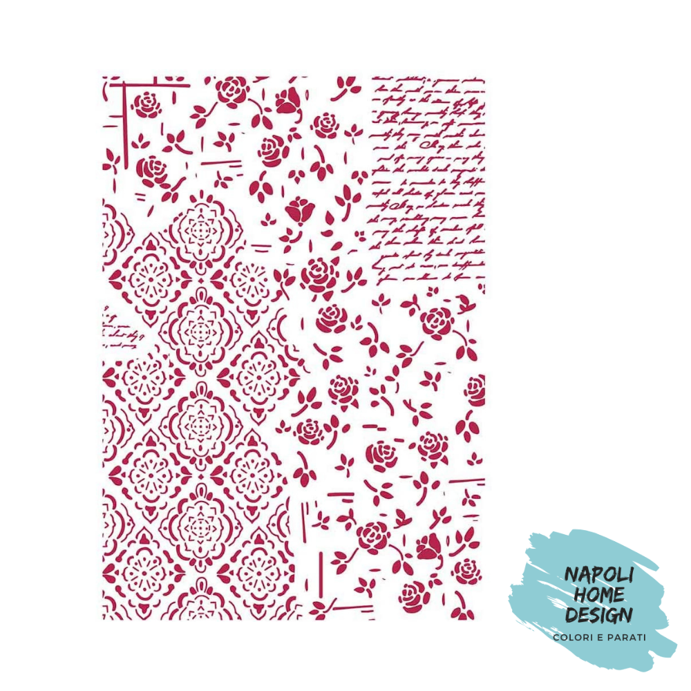 Stencil Roses and Decorations cm 21 x 29.7 by Stamperia. OUTLET