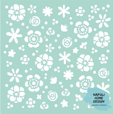 Thick Stencil Flowers cm 18x18 by Stamperia.