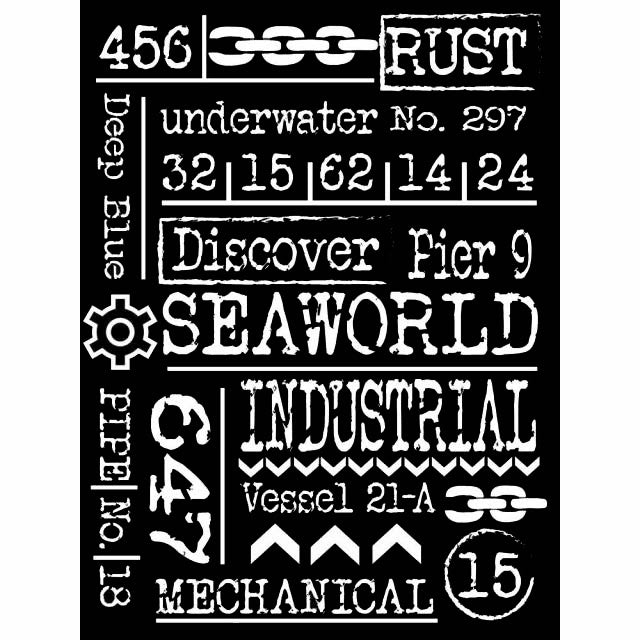 Media Stencil Sea World Scritte cm 15x20 by Stamperia. OUTLET