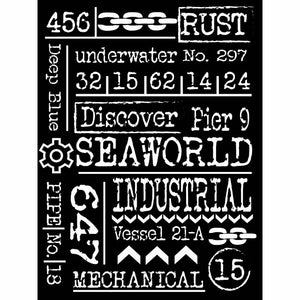 Media Stencil Sea World Scritte cm 15x20 by Stamperia. OUTLET