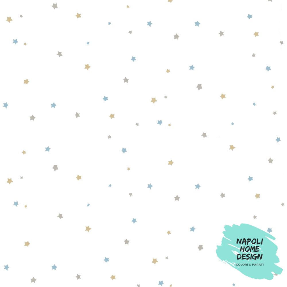 Carta da Parati Stelle Azzurri Giallo Mondo Baby Cristiana Masi 13046