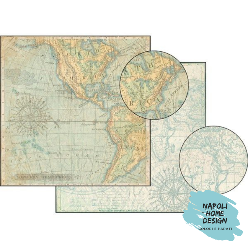 Foglio Double Face Scrapbooking Map  30x30 cm   Stamperia OUTLET