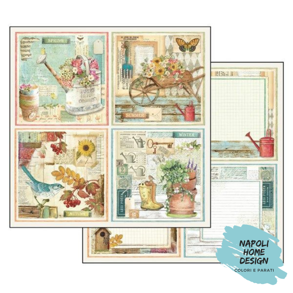 Foglio Double Face Scrapbooking Garden Cards  30x30 cm Stamperia OUTLET