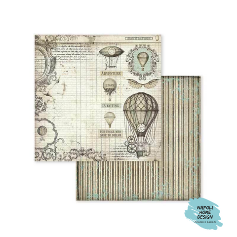 SBB599 stamperia foglio double face voyages mongolfiera scrapbooking